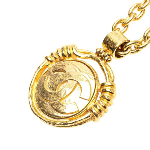 Vintage Chanel Coco Mark Round Mirror Chain Pendant Necklace, Gold Plated, Wo... - Picture 1 of 7